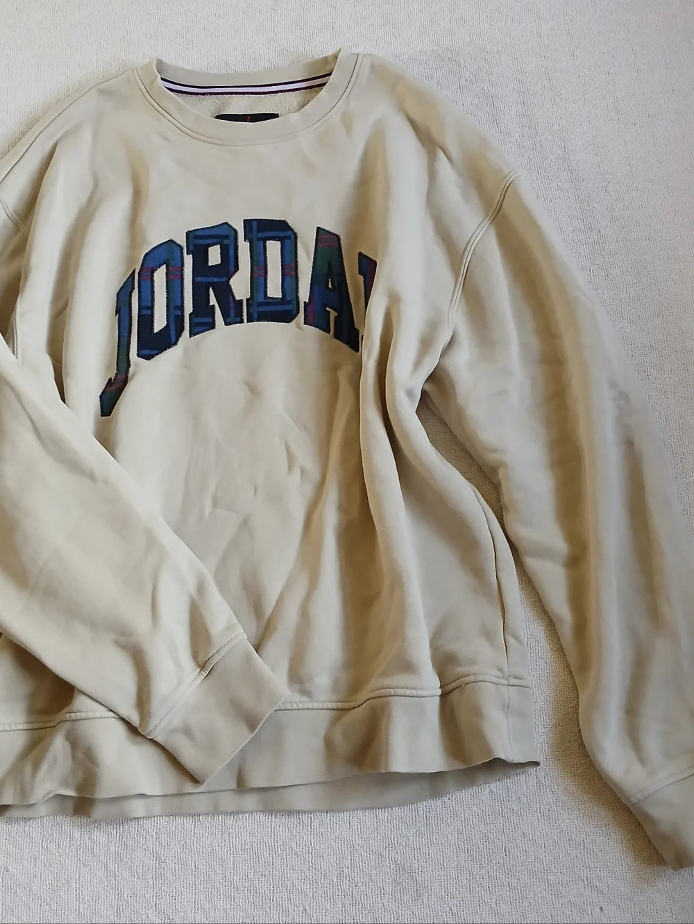 jordan ♡ rattan holiday plaid logo mens crew neck fleece swestshirt large nike
